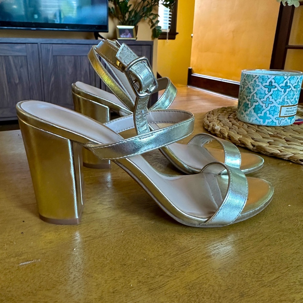 BP Gold Strappy Block heel